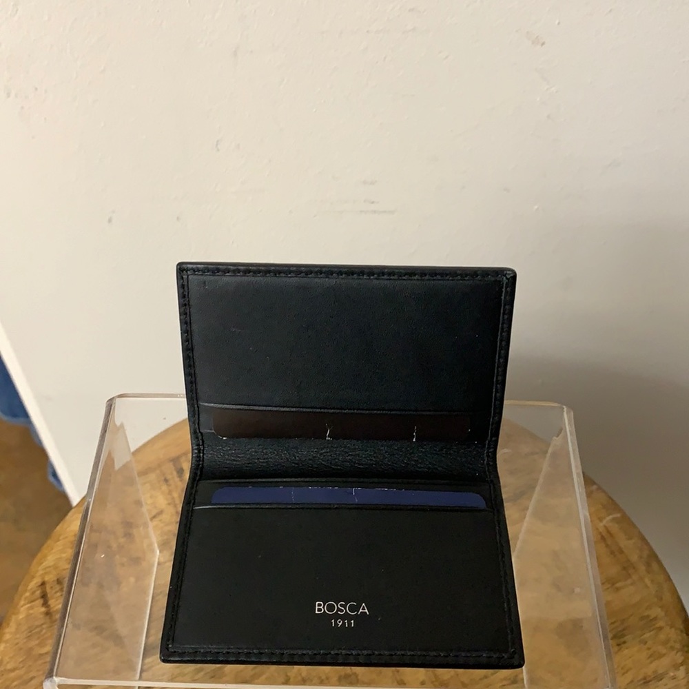 Bosca Black Leather Calling Card Case - New
